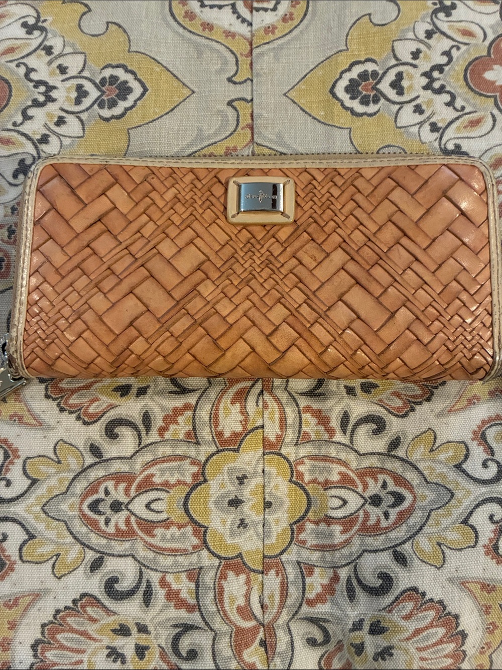 Cole Haan Woven Leather Zip-Around Wallet -